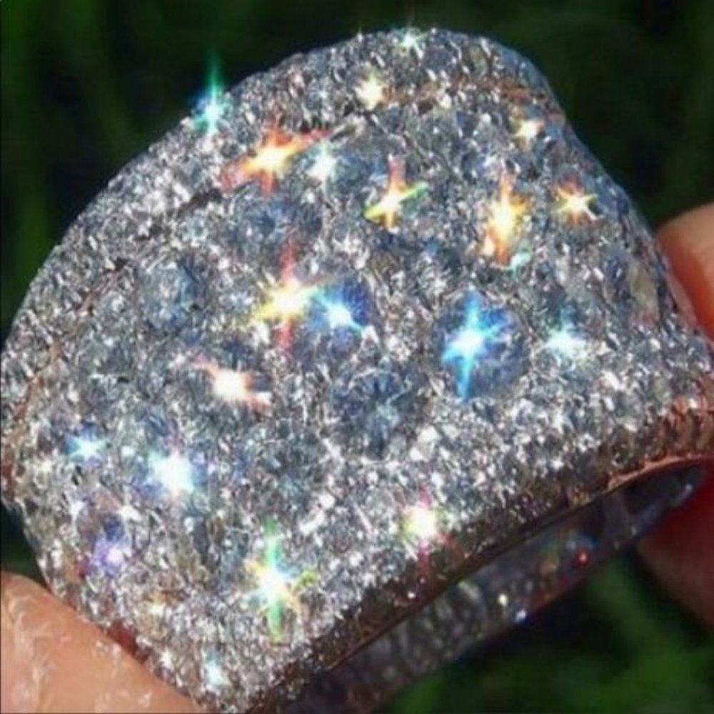 NEW 925 SILVER ROUND DIAMOND PAVE WIDE RING, CUTE RING, SHINY RING. - Picture 2 of 7